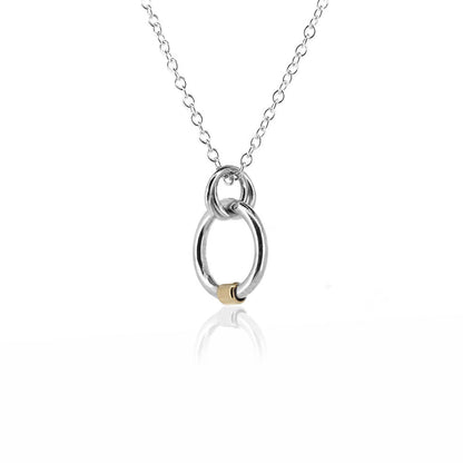 Fidget Chunky Circle Necklace - 9ct Yellow Gold and Sterling Silver Necklace