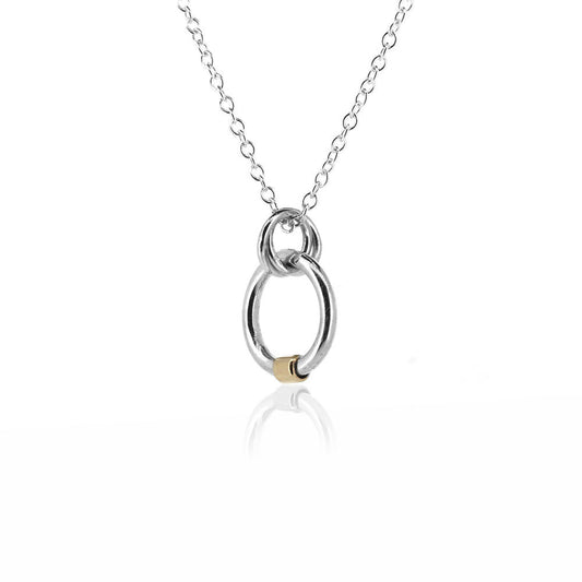 Fidget Chunky Circle Necklace - 9ct Yellow Gold and Sterling Silver Necklace
