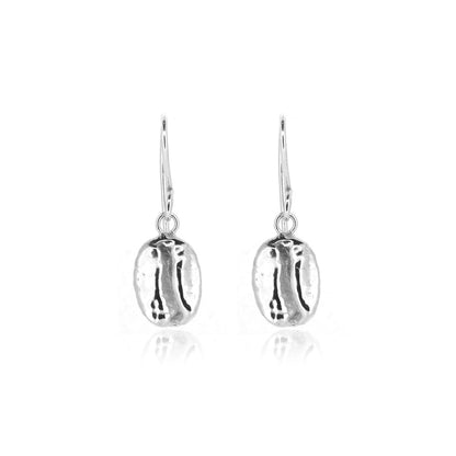 Coffee Bean Drop Earrings - Sterling Silver Drop Earrings