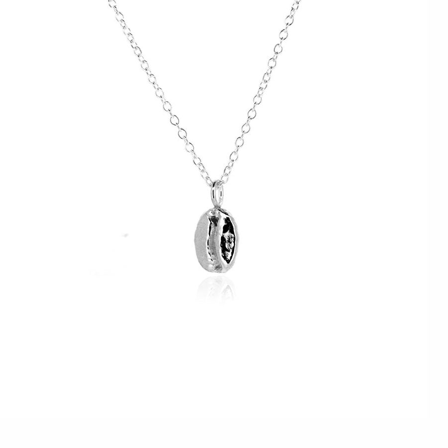 Coffee Bean Necklace - Sterling Silver Necklace