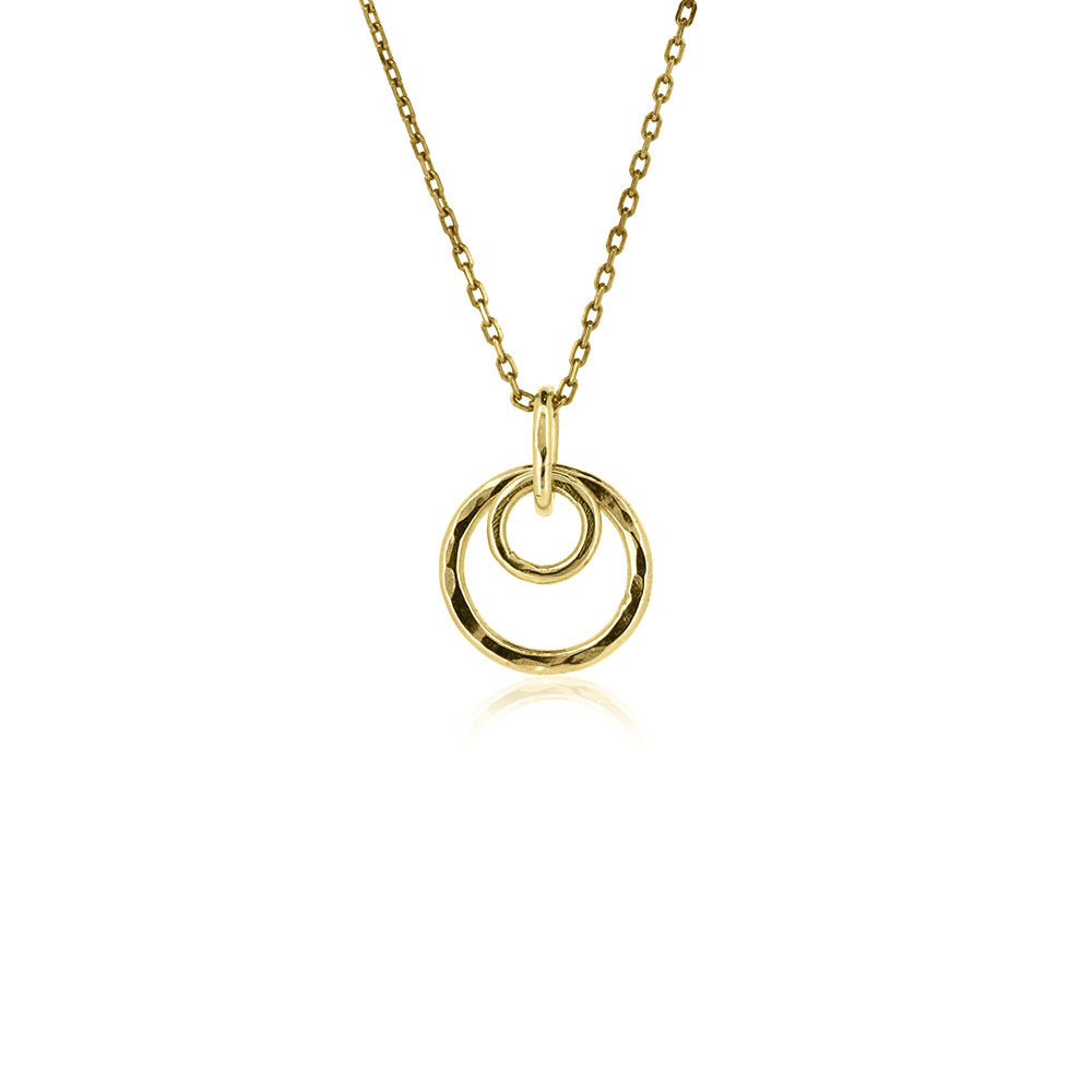 Cosmic Circle Pendant - 9ct Yellow Gold Necklace