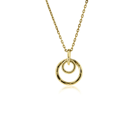 Cosmic Circle Pendant - 9ct Yellow Gold Necklace