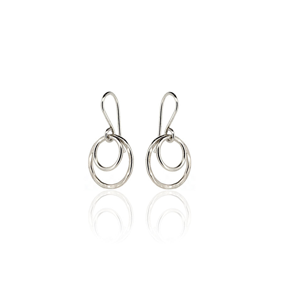 Cosmic Circle Drop Earrings - Sterling Silver Drop Earrings