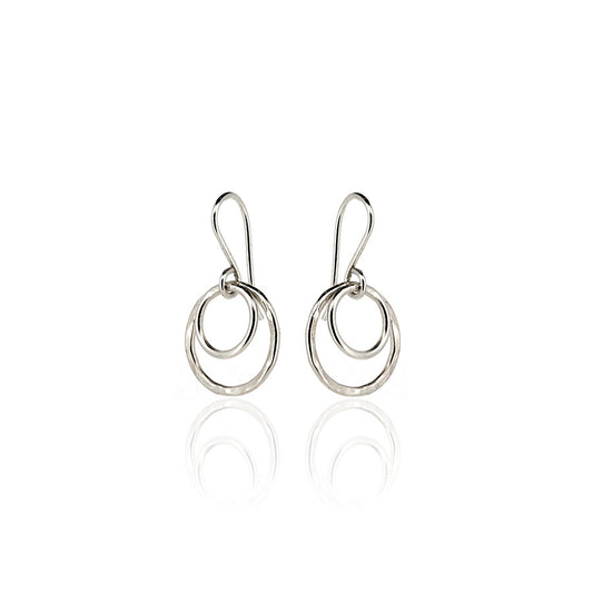 Cosmic Circle Drop Earrings - Sterling Silver Drop Earrings