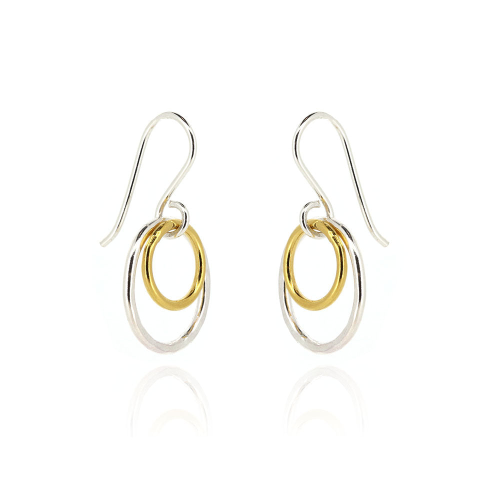 Cosmic Circle Two Colour Drop Earrings - Sterling Silver & Vermeil Drop Earrings
