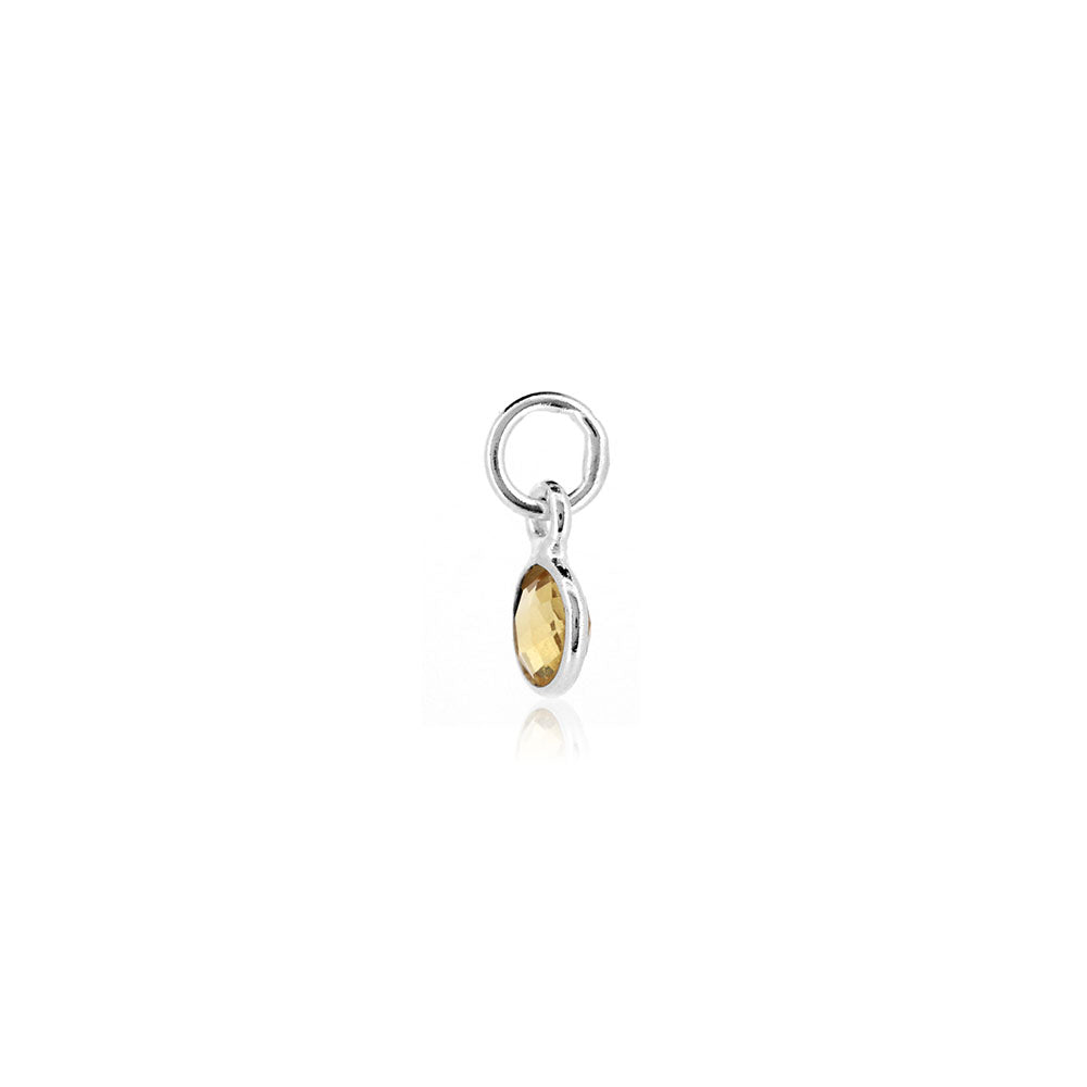 Citrine November Birthstone Charm - Sterling Silver Jewellery
