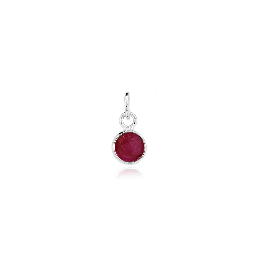 Ruby July Birthstone Charm - Sterling Silver Jewellery