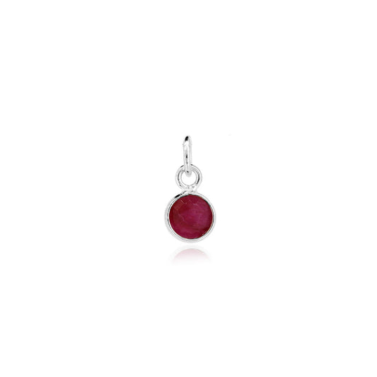 Ruby July Birthstone Charm - Sterling Silver Jewellery