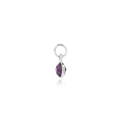 Amethyst February Birthstone Charm - Sterling Silver Jewellery