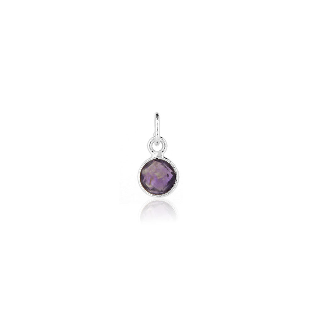 Amethyst February Birthstone Charm - Sterling Silver Jewellery
