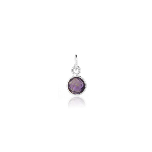 Amethyst February Birthstone Charm - Sterling Silver Jewellery