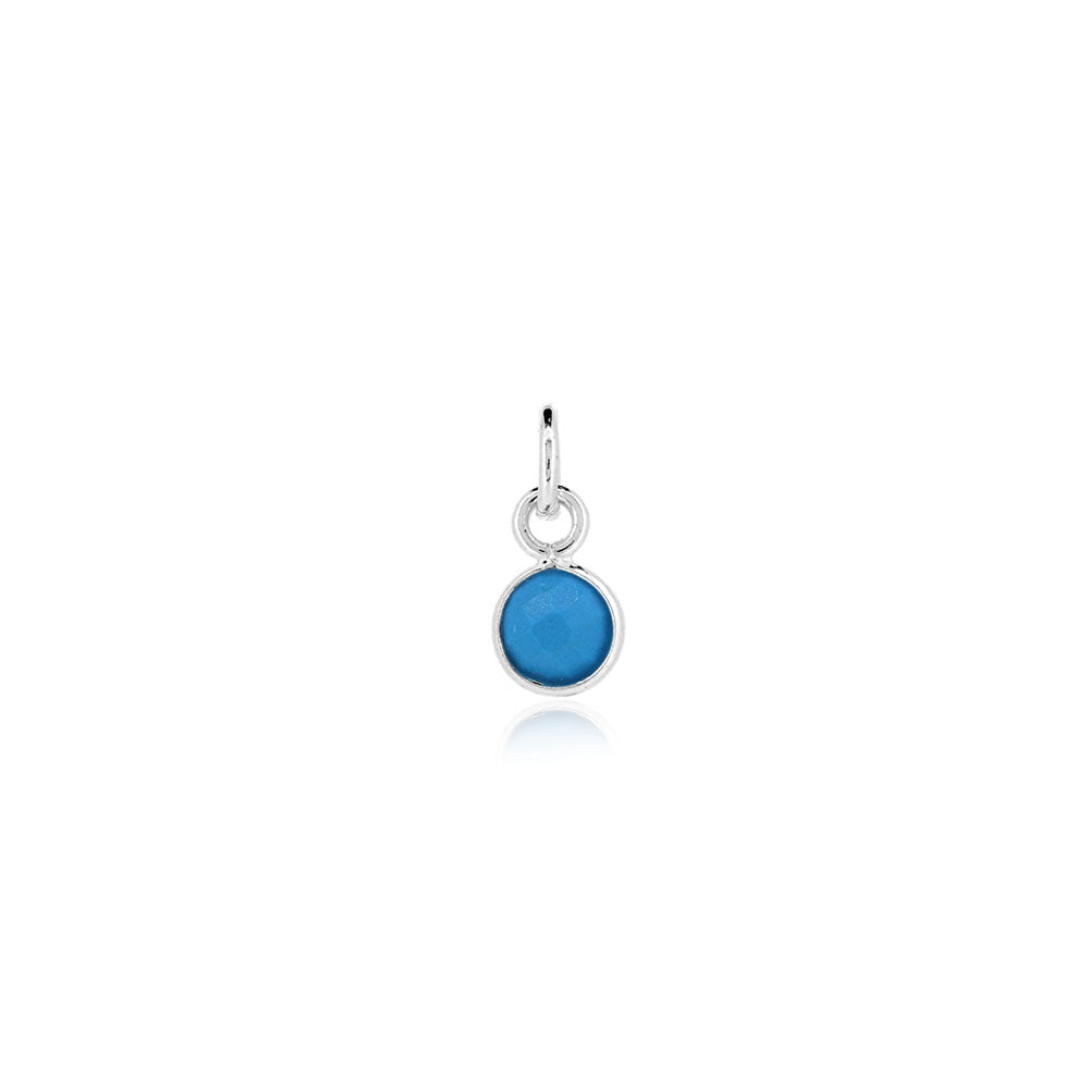 Turquoise December Birthstone Charm - Sterling Silver