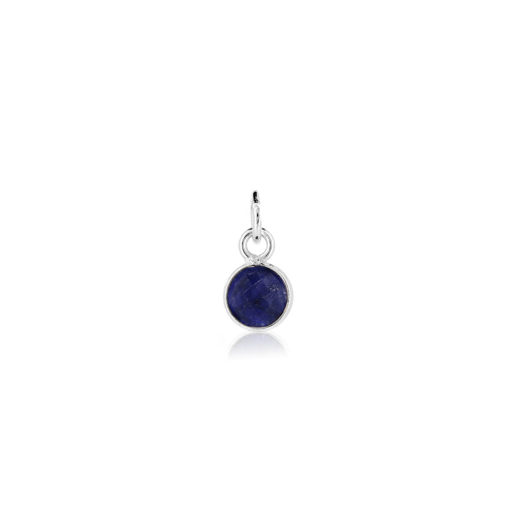 Sapphire September Birthstone Charm - Sterling Silver Jewellery