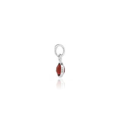 Garnet January Birthstone Charm - Sterling Silver Jewellery