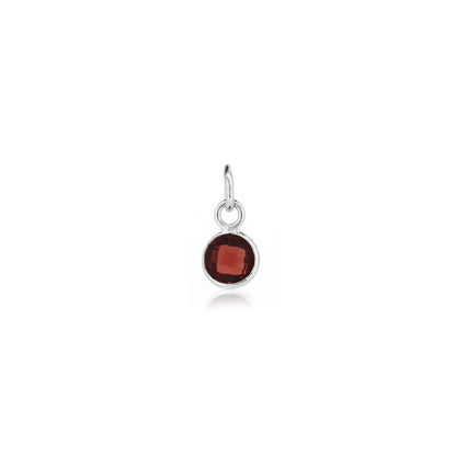 Garnet January Birthstone Charm - Sterling Silver Jewellery