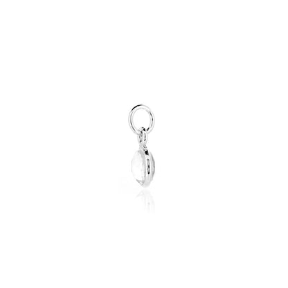Rock Crystal Quartz April Birthstone Charm - Sterling Silver Jewellery