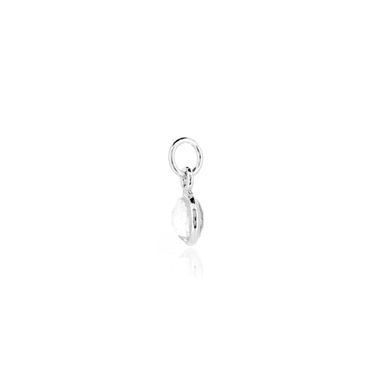 Rock Crystal Quartz April Birthstone Charm - Sterling Silver Jewellery