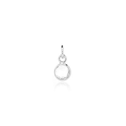 Rock Crystal Quartz April Birthstone Charm - Sterling Silver Jewellery