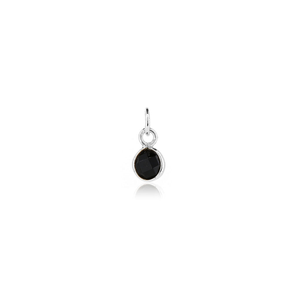 Onyx July Birthstone Charm - Sterling Silver Jewellery