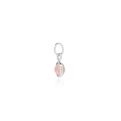Rose Quartz October Birthstone Charm - Sterling Silver Jewellery
