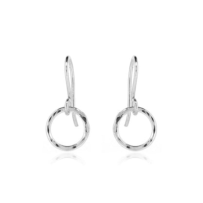 Unity Circle Small Drop Earring - Sterling Silver Drop Earrings