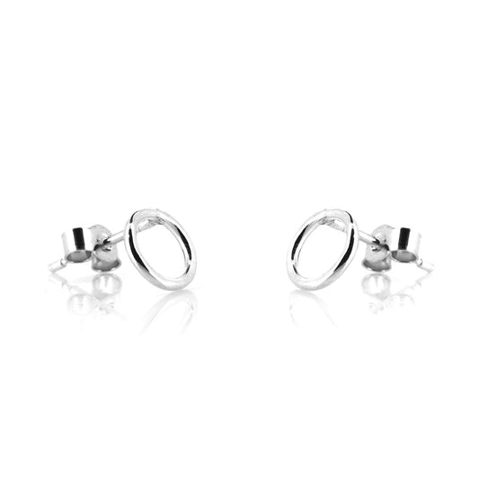 Unity Circle Large 9mm Stud Earrings - Sterling Silver Stud Earrings