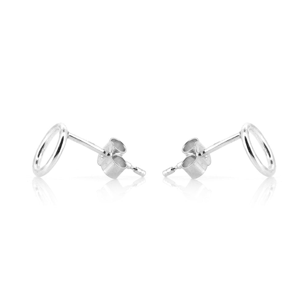 Unity Circle Medium 7mm Stud Earrings - Sterling Silver Stud Earrings