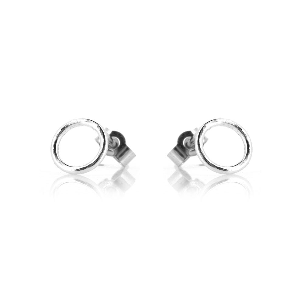 Unity Circle Medium 7mm Stud Earrings - Sterling Silver Stud Earrings