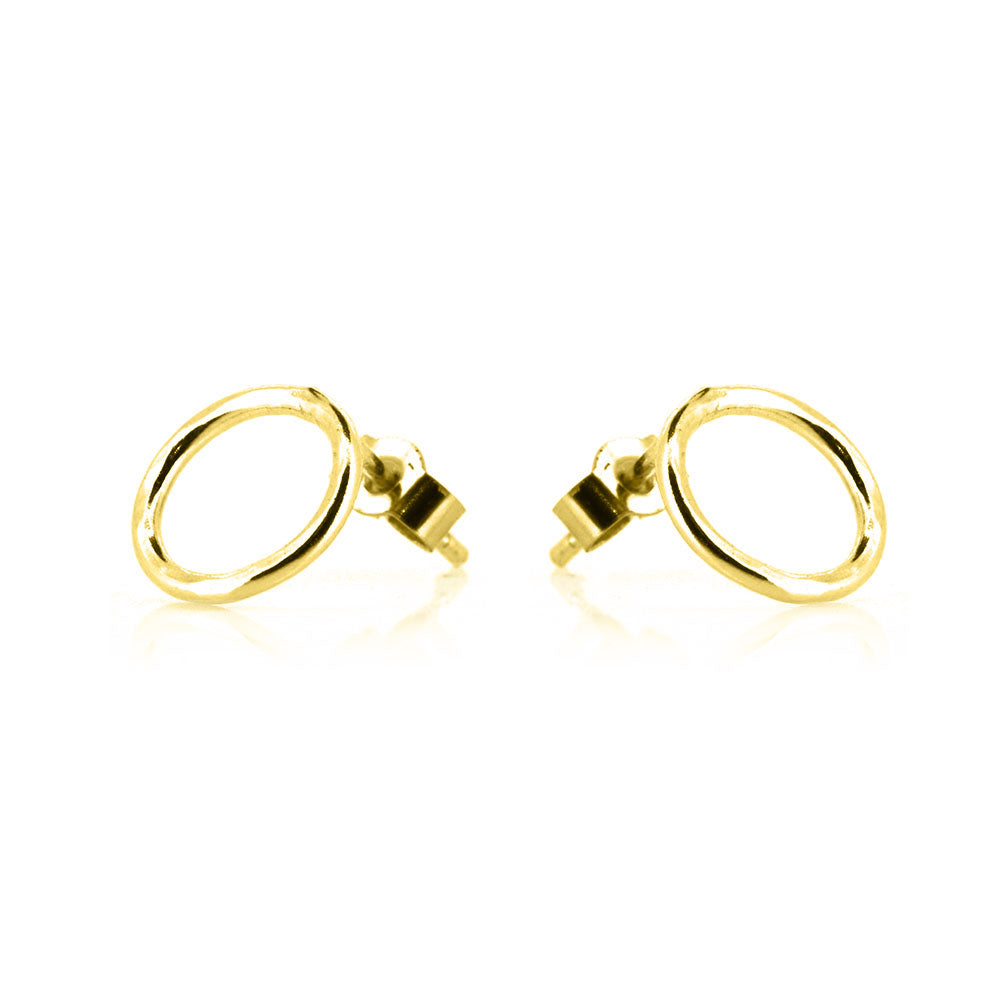 Unity Circle Large 9mm Stud Earrings - Yellow Gold Vermeil Stud Earrings