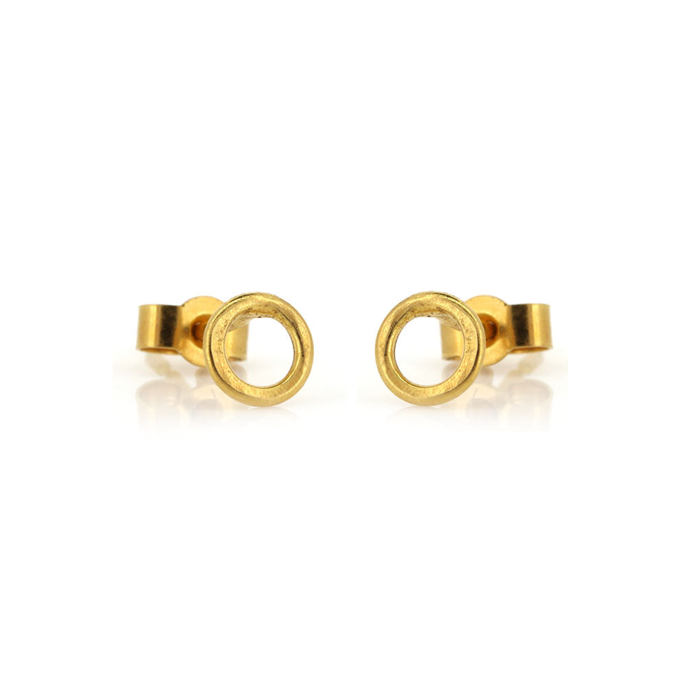 Unity Circle Small 5mm Stud Earrings - Yellow Gold Vermeil Stud Earrings
