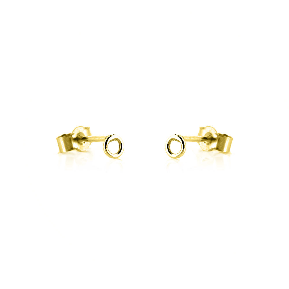 Unity Circle Tiny 3mm Stud Earrings - Yellow Gold Vermeil Stud Earrings