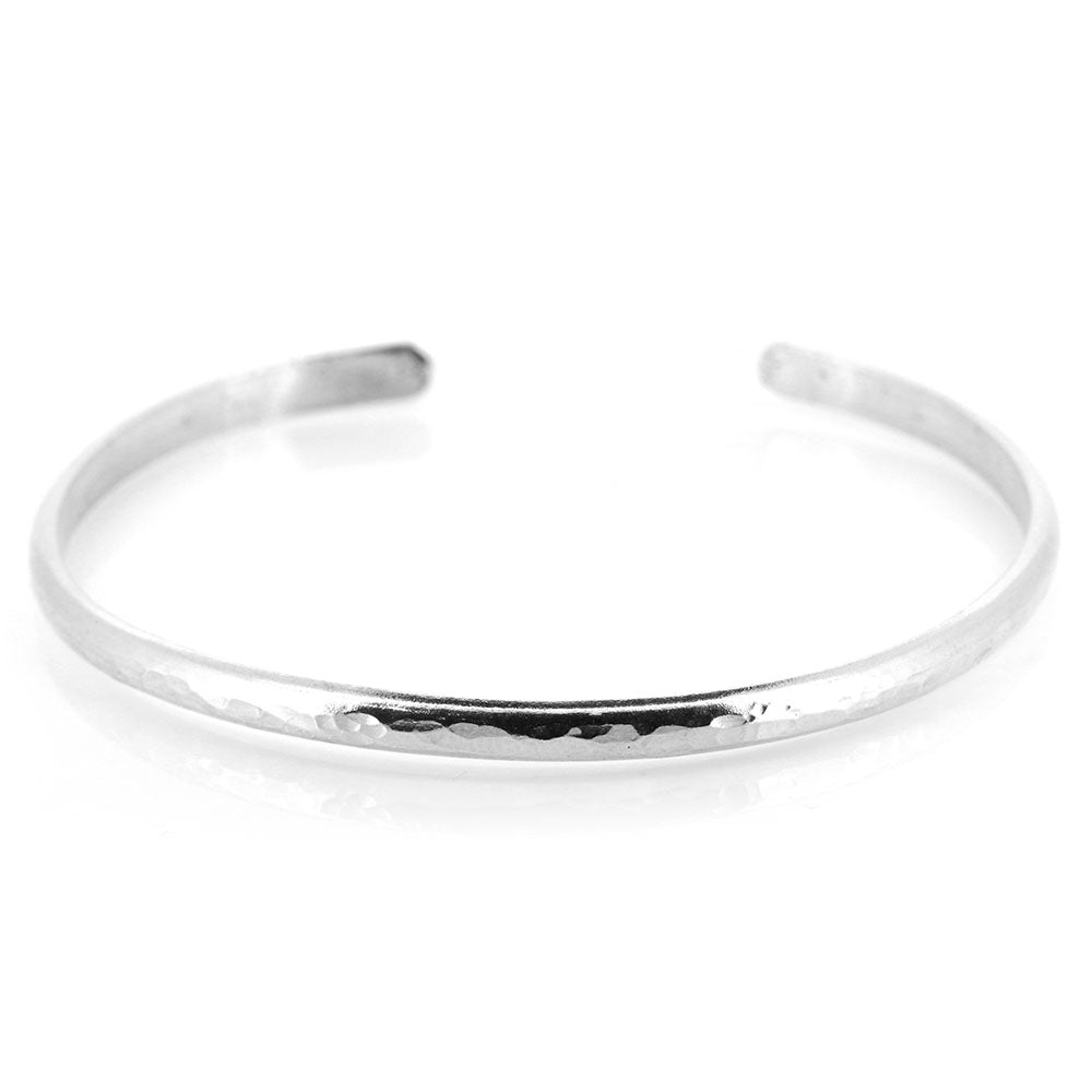 Esther Dappled Cuff Bangle - 4mm Width - Sterling Silver - Medium Bangles