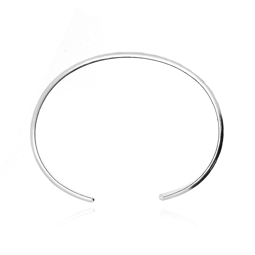 Esther Dappled Cuff Bangle - 4mm Width - Sterling Silver - Medium Bangles
