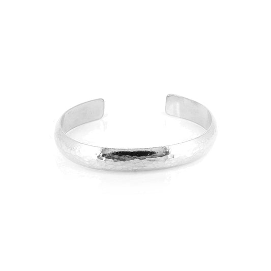 Esther Dappled Cuff Bangle - 11mm Width - Sterling Silver - Medium Bangles