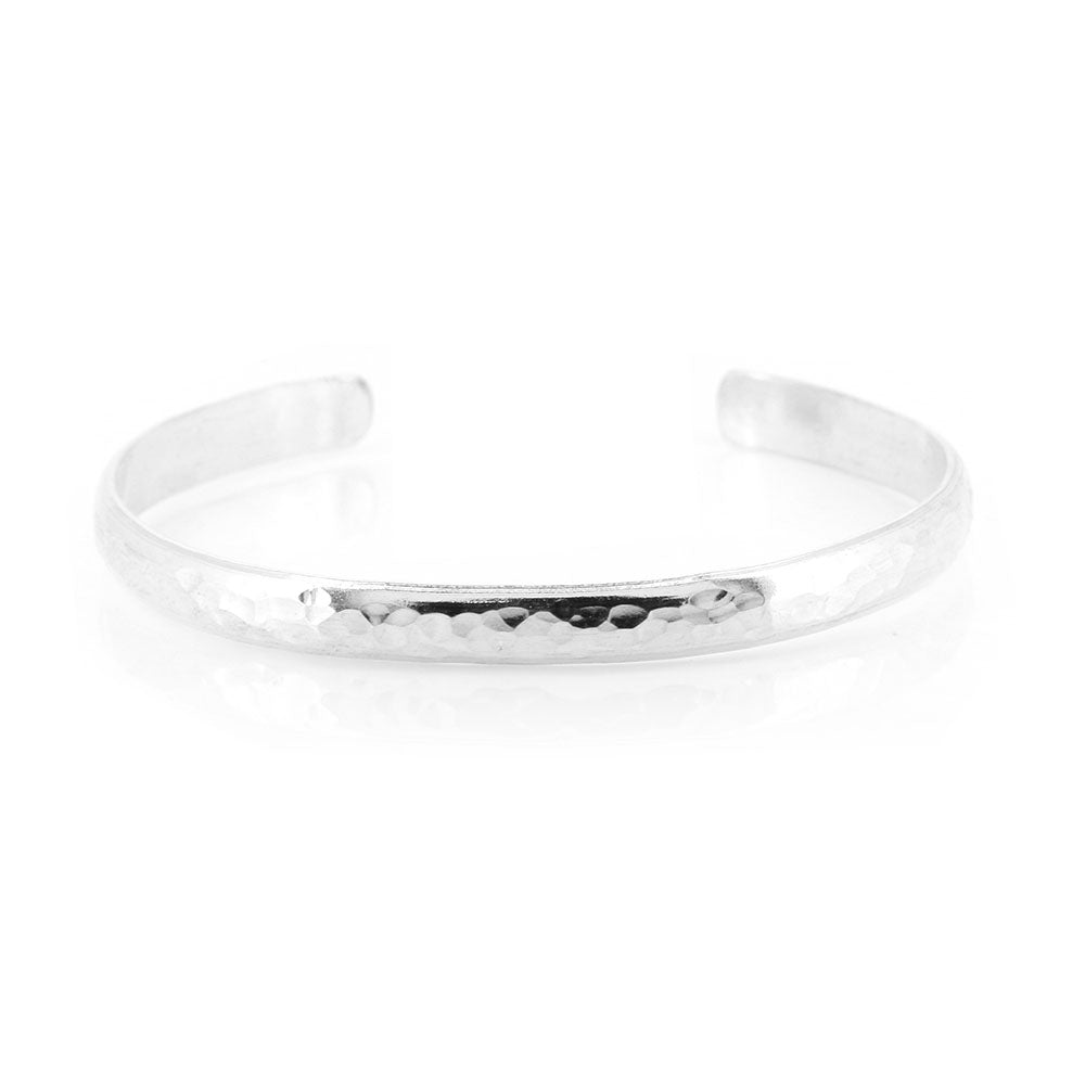 Esther Dappled Cuff Bangle - 6mm Width - Sterling Silver - Small Bangles