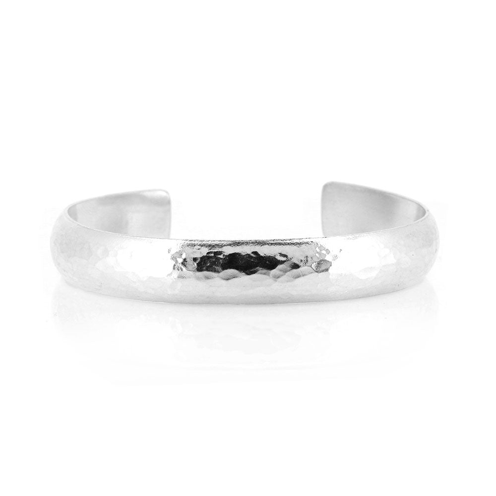 Esther Dappled Cuff Bangle - 11mm Width - Sterling Silver - Small Bangles