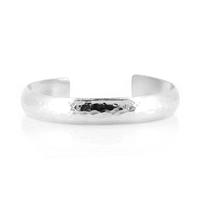 Esther Dappled Cuff Bangle - 11mm Width - Sterling Silver - Small Bangles