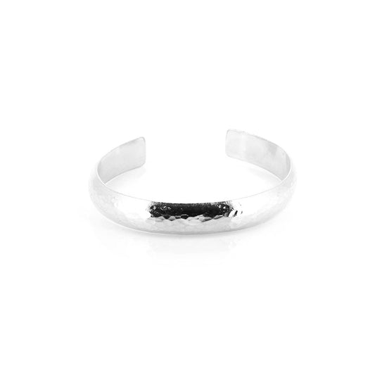 Esther Dappled Cuff Bangle - 11mm Width - Sterling Silver - Small Bangles