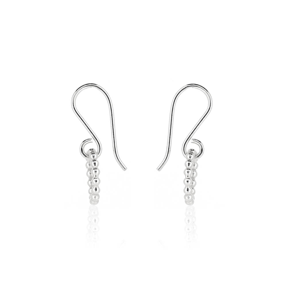 Solar Circle Beaded Small Drop Earrings - Sterling Silver Drop Earrings