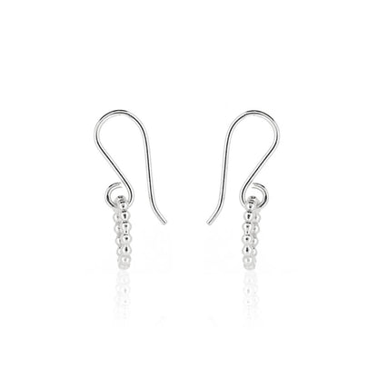 Solar Circle Beaded Small Drop Earrings - Sterling Silver Drop Earrings