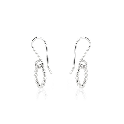 Solar Circle Beaded Small Drop Earrings - Sterling Silver Drop Earrings