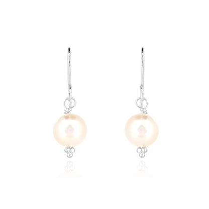 Catalina White Freshwater Pearl Drop Earrings - Sterling Silver