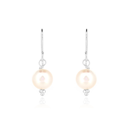 Catalina White Freshwater Pearl Drop Earrings - Sterling Silver