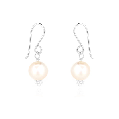Catalina White Freshwater Pearl Drop Earrings - Sterling Silver