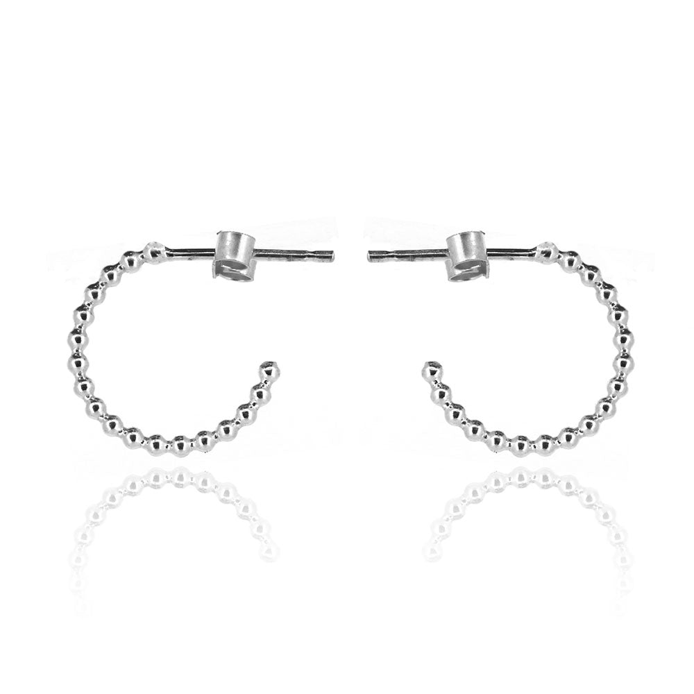 Solar Circle Beaded Hoop Earrings - Sterling Silver Hoop Earrings