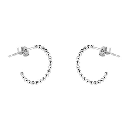 Solar Circle Beaded Hoop Earrings - Sterling Silver Hoop Earrings