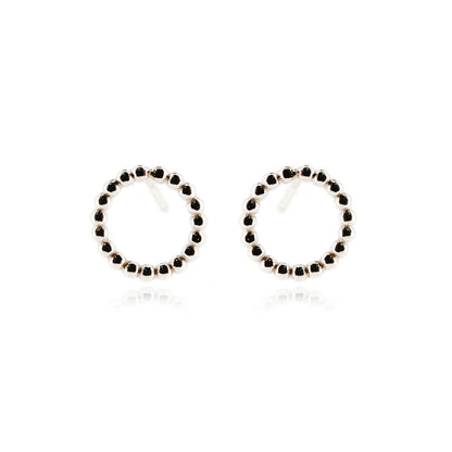 Solar Circle Beaded Stud Earrings - Sterling Silver Stud Earrings
