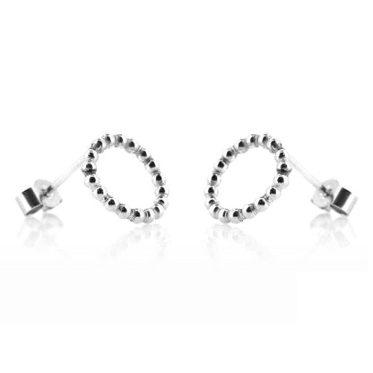 Solar Circle Beaded Stud Earrings - Sterling Silver Stud Earrings