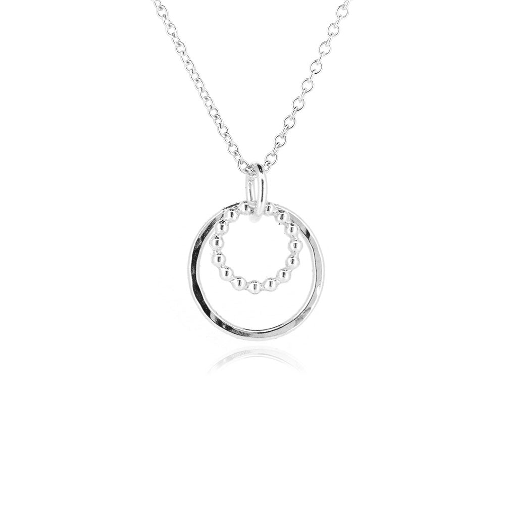 Cosmic Circle Beaded and Dappled Necklace - Sterling Silver Necklace
