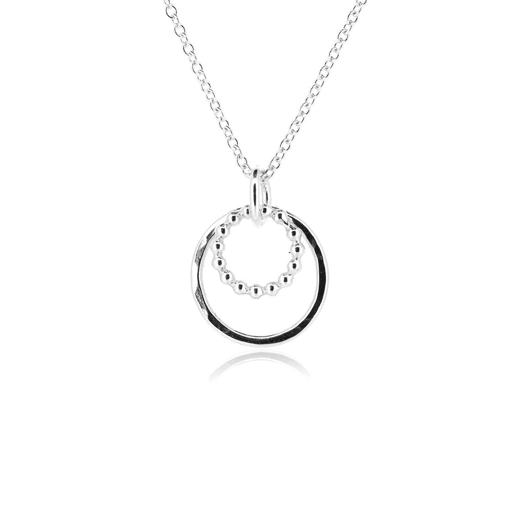 Cosmic Circle Beaded and Dappled Necklace - Sterling Silver Necklace